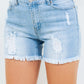 High Waist Distressed Frayed Denim Shorts