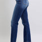 Woman wearing Judy Blue washed straight leg jeans with pockets, showcasing a stylish and flattering silhouette.