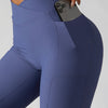 Crossover Waist Active Leggings - Dusty  Blue