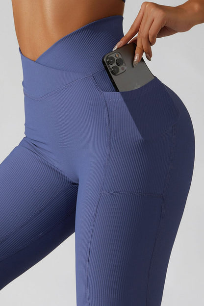 BASIC BAE Crossover Waist Active Leggings at Bella Road