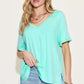 Bamboo Slit V-Neck Short Sleeve T-Shirt