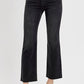 RISEN Tummy Control Mid Rise Crop Straight Jeans in black, offering a flattering fit and stylish cropped silhouette.