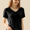 V-Neck Short Sleeve T-Shirt  | Full Size - BLACK