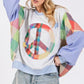 Colorful contrast peace patch sweatshirt with dropped shoulders, perfect for casual style and comfort.