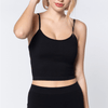 Round Neck Crop Rib Seamless Cami - Black