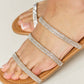 WILD DIVA Rhinestone Three-Strap Flat Sandals at Bella Road