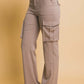 High Rise Cargo Pants with Pockets, featuring a flattering silhouette and practical design for a trendy utilitarian style.