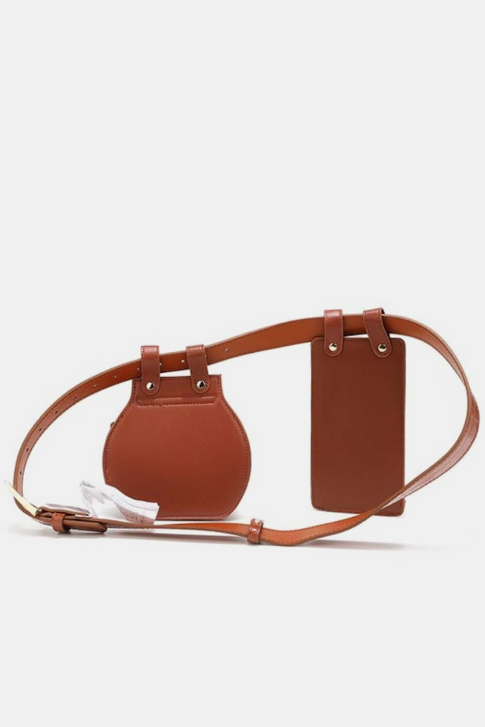 Nicole Lee USA 2 Piece Texture Belt Bag with removable phone case and messenger pouches in brown vegan leather