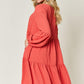 DOUBLE TAKE Full Size V-Neck Balloon Sleeve Tiered Dress at Bella Road