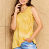 Talk To Me Full Size Striped Sleeveless V-Neck Top - Stripe