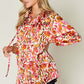 DOUBLE TAKE Full Size Printed Button Up Long Sleeve Shirt at Bella Road