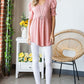 HEIMISH Full Size Waffle Knit V-Neck Babydoll Top at Bella Road