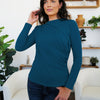 FAM-FAM Ruched Mock Neck Long Sleeve T-Shirt - French Blue