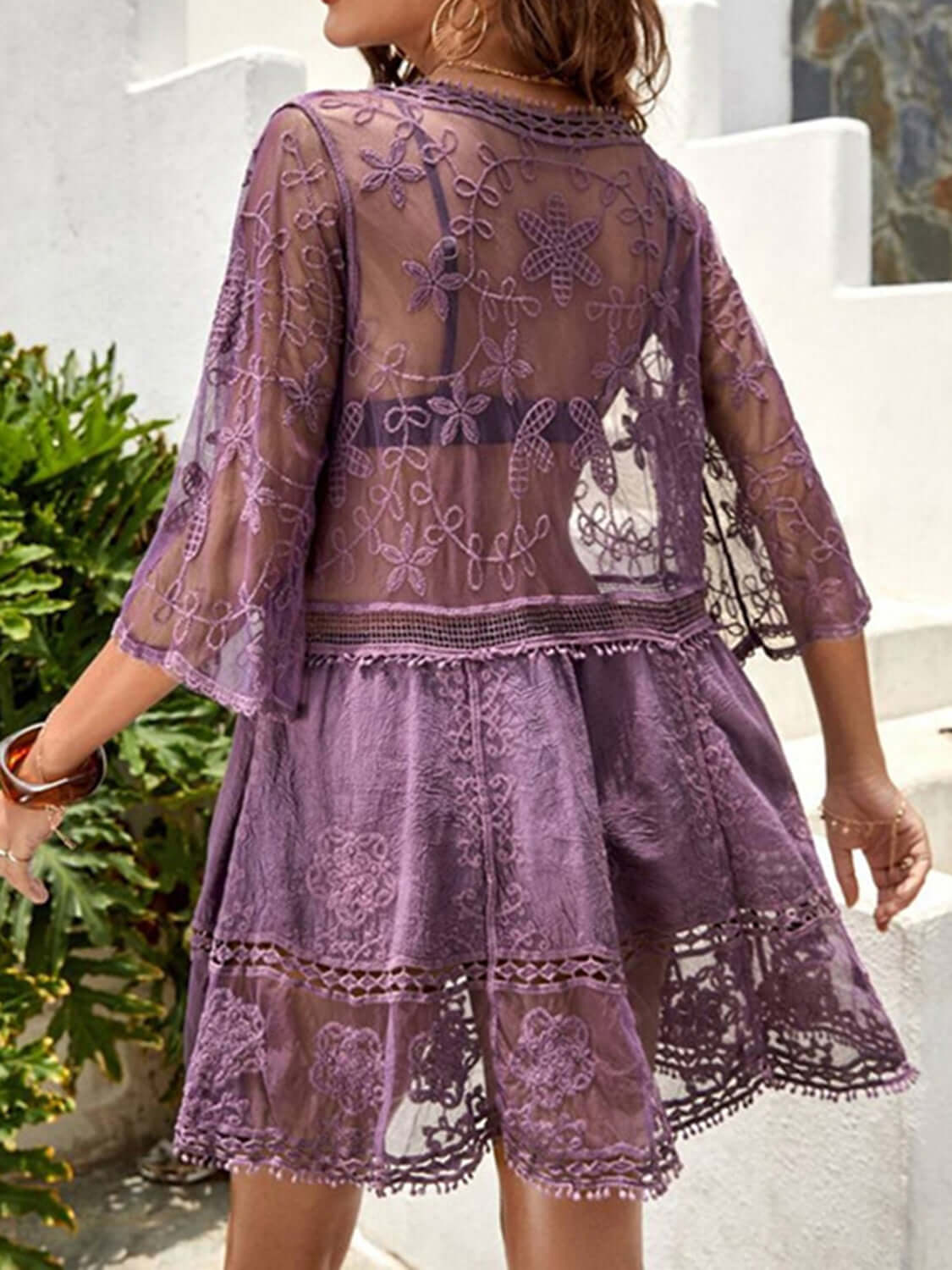 BELLA ROAD Lace Detail Plunge Cover-Up Dress at Bella Road