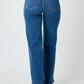 Back view of Judy Blue high rise straight jeans showcasing a flattering fit and streamlined silhouette.