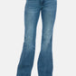 Judy Blue Full Size Tummy Control Cut Hem Flare Jeans with vintage wash showcasing modern style and flattering fit.