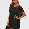 Cutout V-Neck Short Sleeve Cover-Up - Black