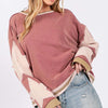 SAGE + FIG French Terry Star Applique Patch Sweatshirt - Magenta/Pink