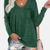 Bella Road Round Neck Long Sleeve T-Shirt - Dark Green