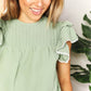 DOUBLE TAKE Pleated Detail Flutter Sleeve Blouse at Bella Road