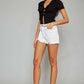 KANCAN Full Size High Rise Frayed Hem Denim Shorts at Bella Road