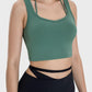 Millennia Crisscross Square Neck Active Tank in green, showcasing stylish and comfortable fit for active lifestyles.