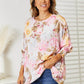 DOUBLE TAKE Floral Round Neck Three-Quarter Sleeve Top at Bella Road