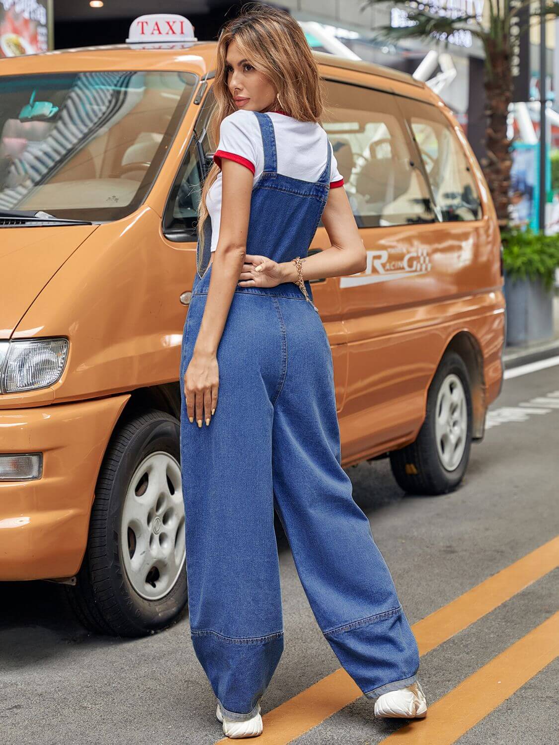 Trendy Bella Road wide strap wide leg denim overalls, perfect for stylish adventures and everyday comfort.