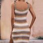 BELLA ROAD Striped Tie Shoulder Split Cover Up Dress at Bella Road