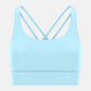 Millennia Crisscross Scoop Neck Active Tank in serene blue, featuring stylish crisscross back design for ultimate comfort.