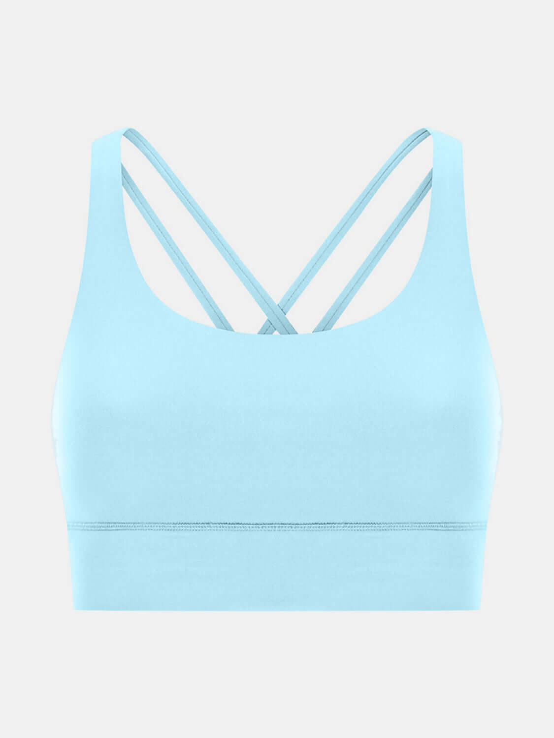 Millennia Crisscross Scoop Neck Active Tank in serene blue, featuring stylish crisscross back design for ultimate comfort.