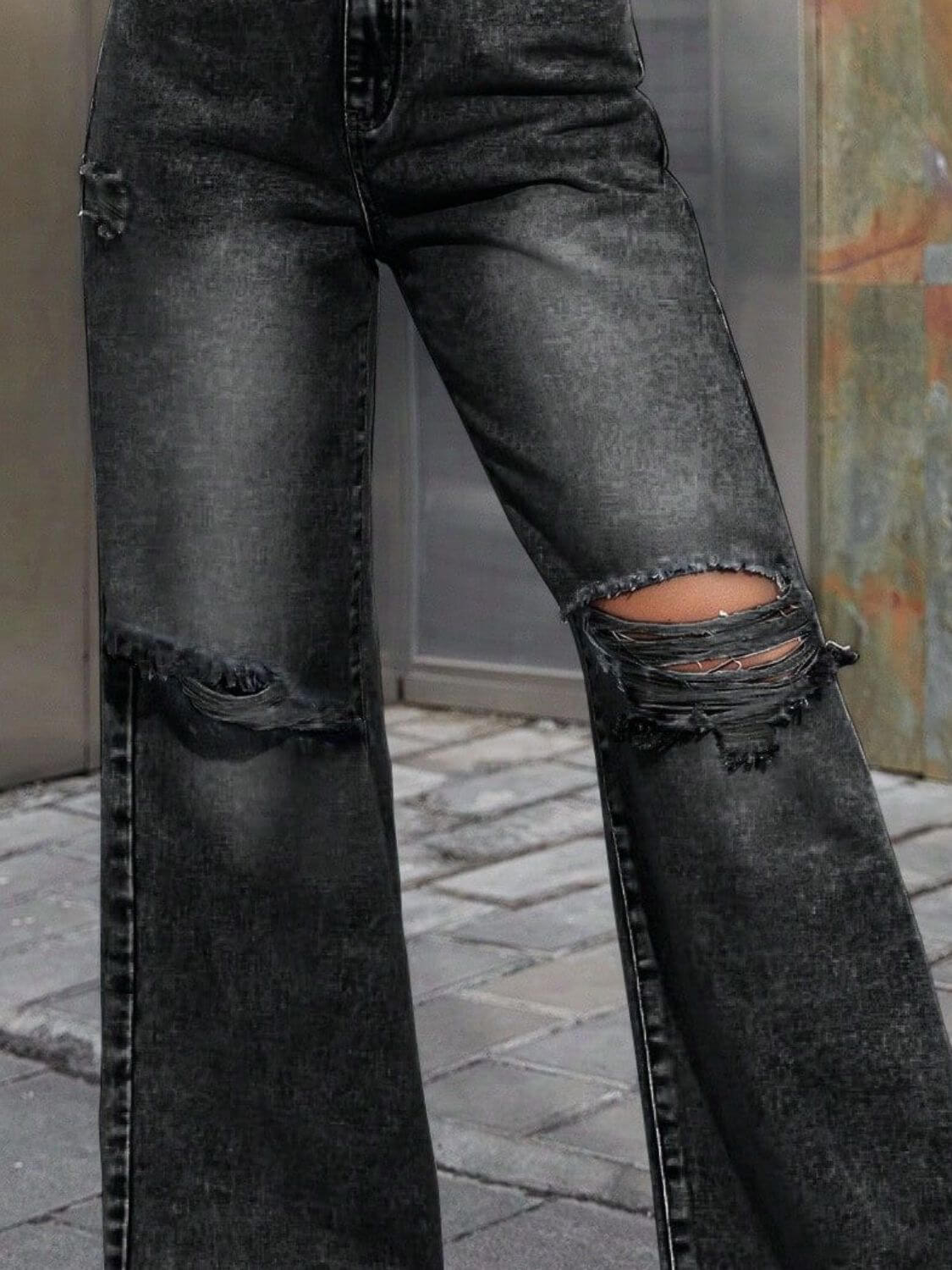 Bella Road Distressed Wide Leg Jeans with Pockets, stylish and comfortable for casual occasions