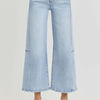 RISEN Full Size High Rise Seamed Detail Wide Leg Crop Jeans - Light