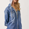 RISEN Zip Up Hooded Denim Shirt - Dark