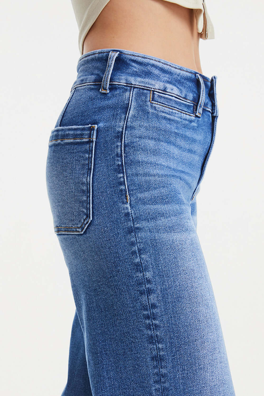 BAYEAS Full Size Raw Hem High Waist Wide Leg Jeans at Bella Road