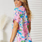 DOUBLE TAKE Floral Notched Neck Short Sleeve Top at Bella Road