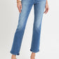 Chic mid-rise ankle straight jeans with pockets for versatile style, featuring slightly stretchy denim and classic cut.