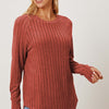 Ribbed Thumbhole Sleeve T-Shirt - Rust