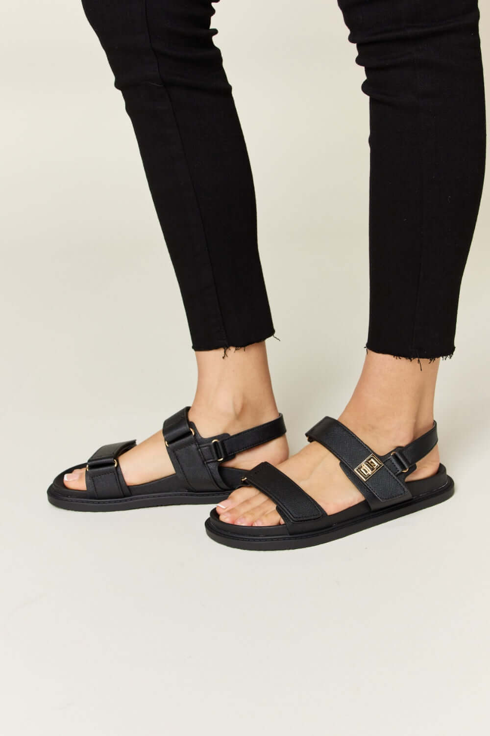 WILD DIVA Velcro Double Strap Slingback Sandals at Bella Road