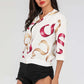 Printed Zip-Up Three-Quarter Sleeve Bomber Jacket