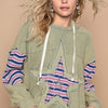 POL Star Patchwork Raw Edge French Terry Hoodie - Dried Matcha