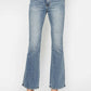 Plus size bootcut jeans with a high waist and a light wash, perfect for a stylish and comfortable fit.