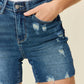 Tummy Control High Waist Denim Shorts with Pockets and Raw Hem by Judy Blue Jeans