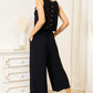 DOUBLE TAKE Buttoned Round Neck Tank and Wide Leg Pants Set at Bella Road