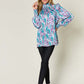 DOUBLE TAKE Full Size Printed Smocked Long Sleeve Blouse at Bella Road