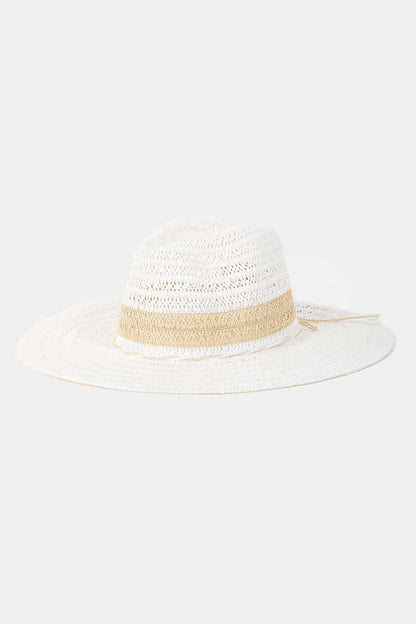 FAME Contrast Straw Braided Sun Hat at Bella Road