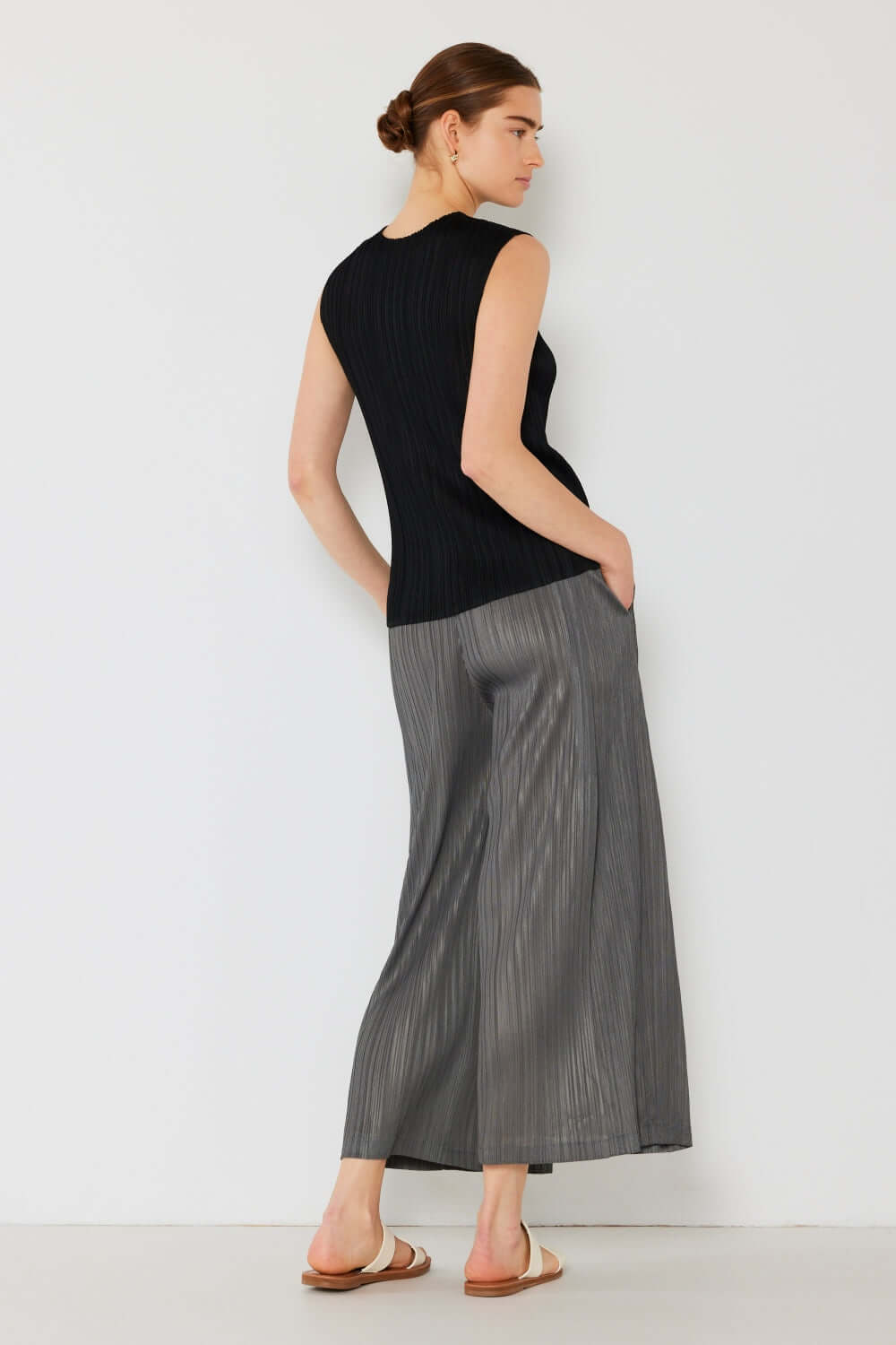 MARINA WEST SWIM Pleated Wide-Leg Pants with Side Pleat Detail at Bella Road