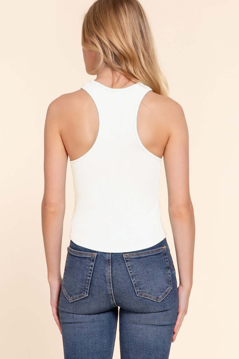 ACTIVE BASIC Ribbed Round Neck Racerback Seamless Tank at Bella Road