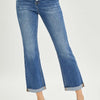 RISEN Button Fly Cropped Bootcut Jeans - Dark