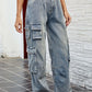 Bella Road washed jeans with pockets, buttoned, non-stretch, 95% rayon, 5% polyester, machine wash cold, tumble dry low, imported